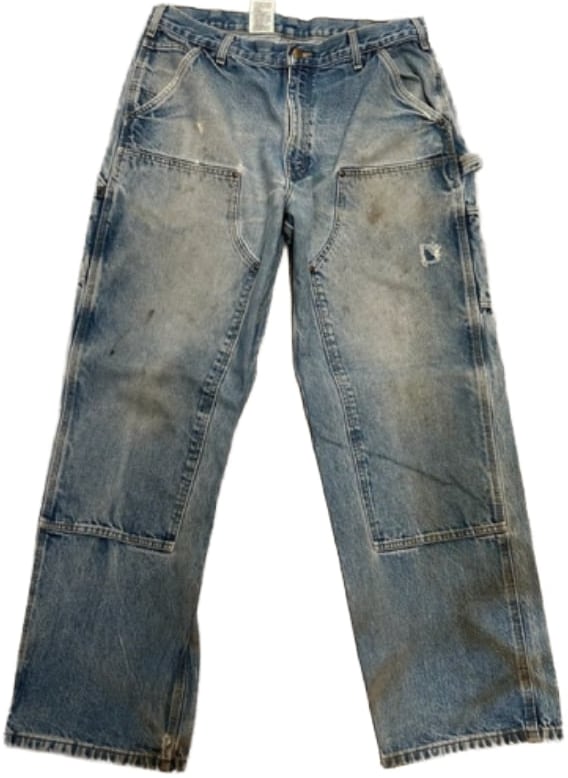 Carhartt 'Distressed Light Wash' Double Knee VIntage Work Pants