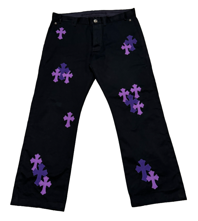 Chrome Hearts 'Purple Cross Patch' Black Chino Pants