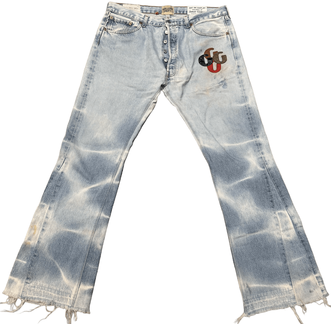 Gallery Dept 'Blue Sunfaded' G Patch Light Wash Flare Jeans