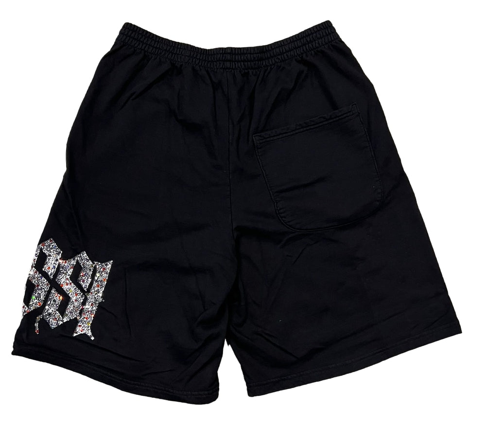 Bossi 'Multi-Color Rhinestone' Black Sweat Shorts