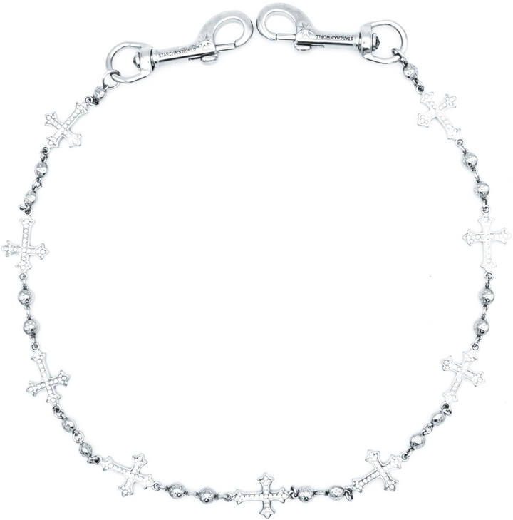Starchain World 'White' Silver Cross Wallet Chain