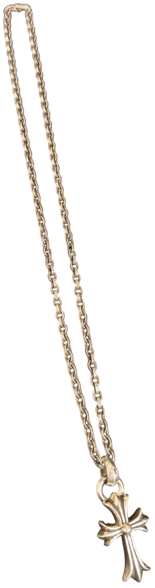 Chrome Hearts 'Cross Pendant' 13.5in Silver Paper Chain Necklace
