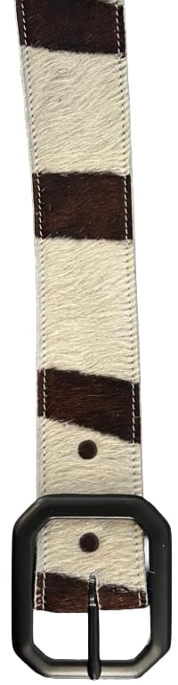 Brown/White Cowhair Belt