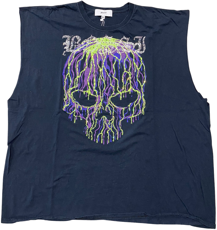 Bossi 'Green/Purple Skull' Vintage Cutoff Tee