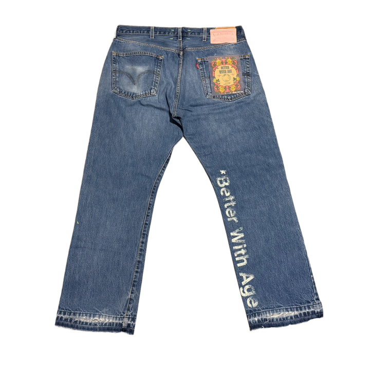 *Better With Age 'Blue' Distressed Moniker Jeans