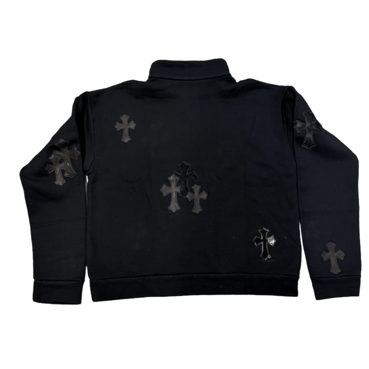 Chrome Hearts 'Cross Patch Pony Hair Patent Leather' Black Quarter Zip
