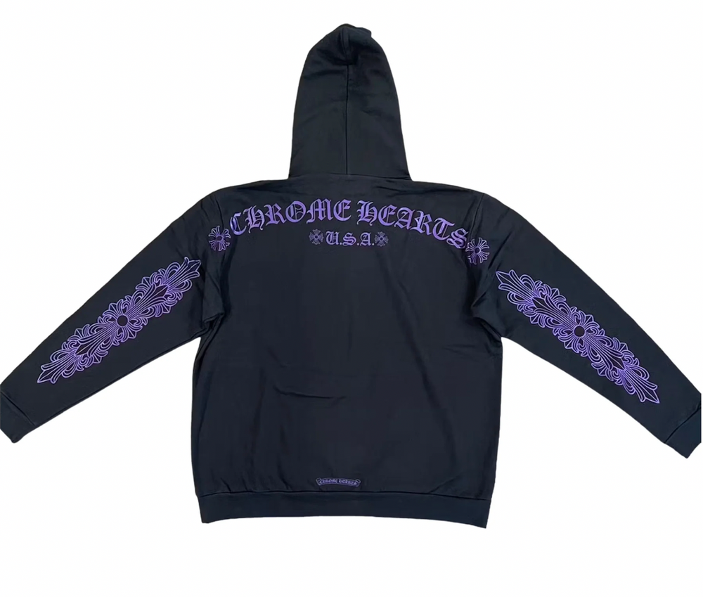 Chrome Hearts 'Friends And Family' Purple Script Black Hoodie