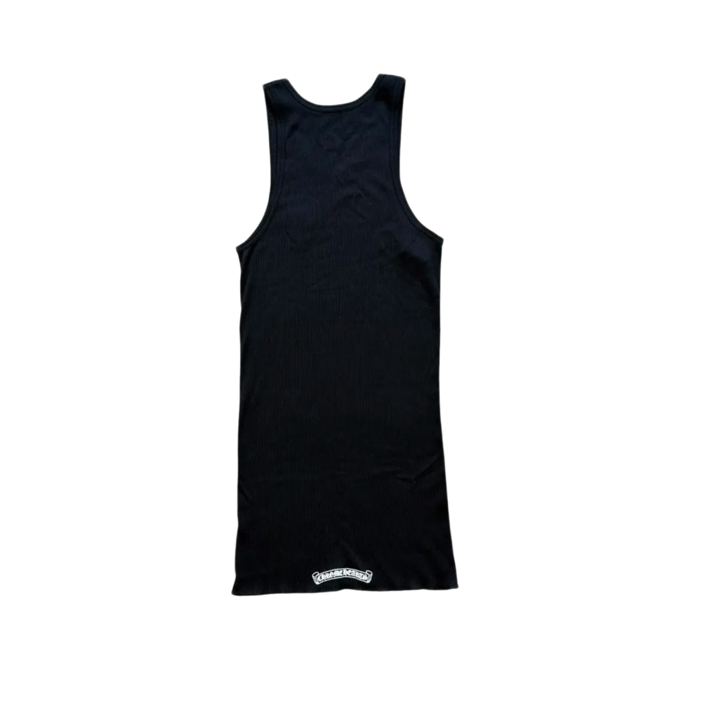 Chrome Hearts 'Blue Beaded' Crystal Fleur De Lis Black Tank