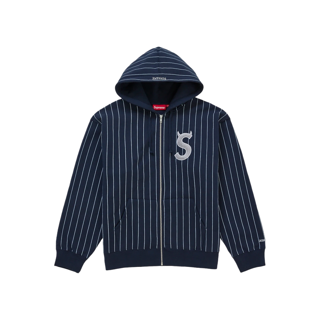 Supreme Devil S Logo Zip Up Hooded Sweatshirt Stripe