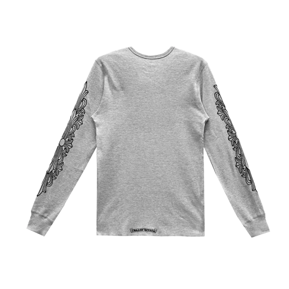 Chrome Hearts 'Horseshoe Floral Sleeve' Grey Thermal Longsleeve Shirt