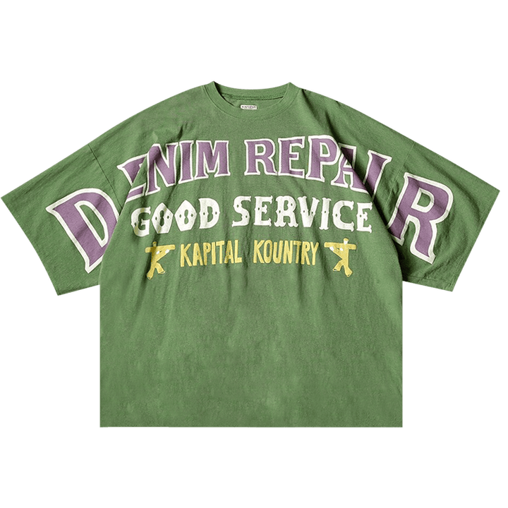 Kapital 'Denim Repair'  Green Jersey Tee