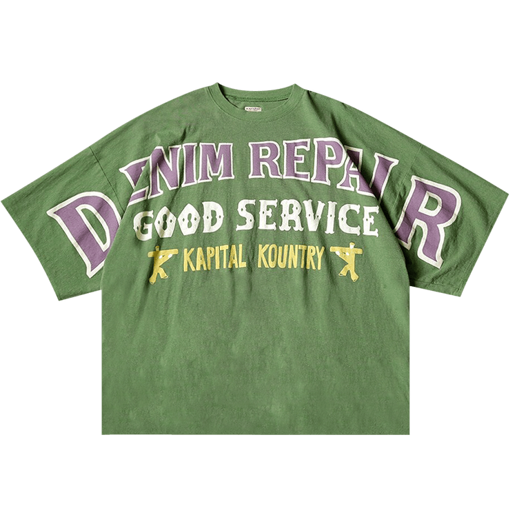 Kapital 'Denim Repair'  Green Jersey Tee