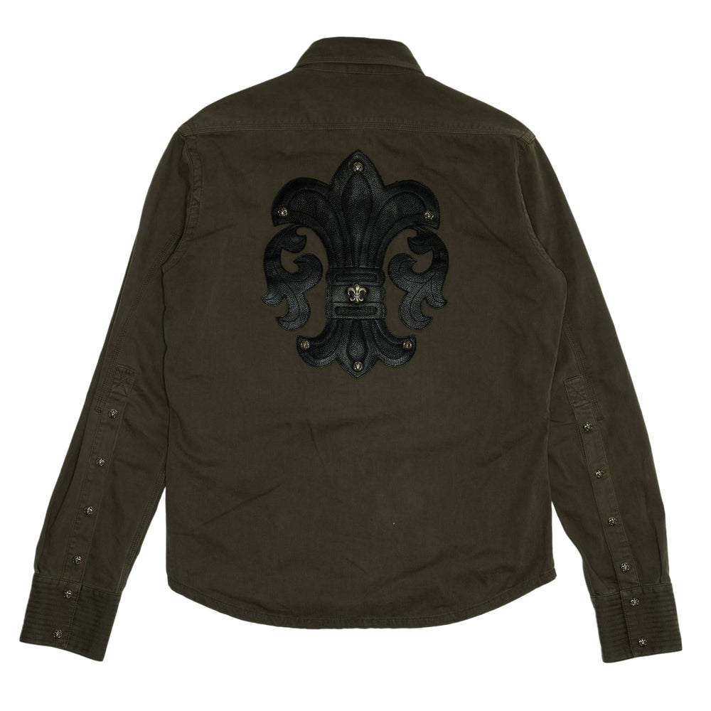 Chrome Hearts 'Olive Fleur Patch' Military Button Up Shirt