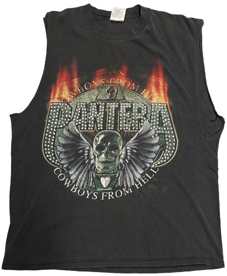 Pantera 'Skull Wings' Rhinestone Vintage Cutoff Tee