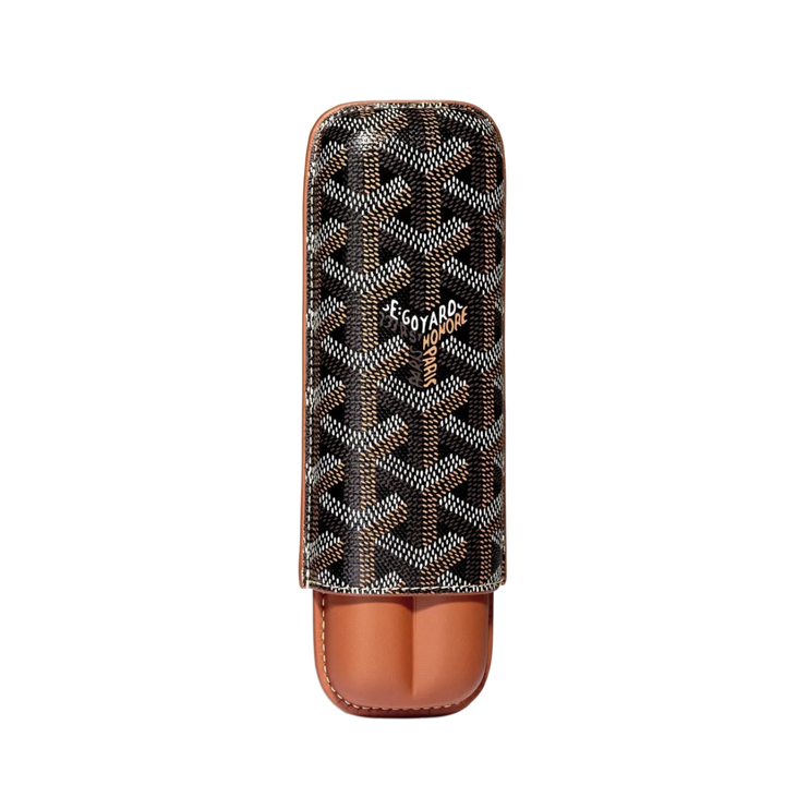 Goyard 'Churchill' 2 Cigar Case Black Tan