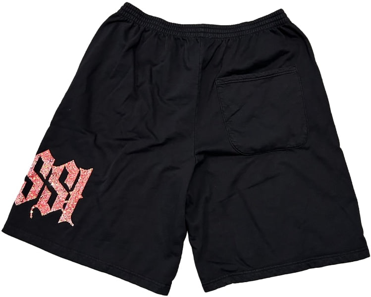 Bossi 'Black/White' Classic Logo Rhinestone Sweatshorts