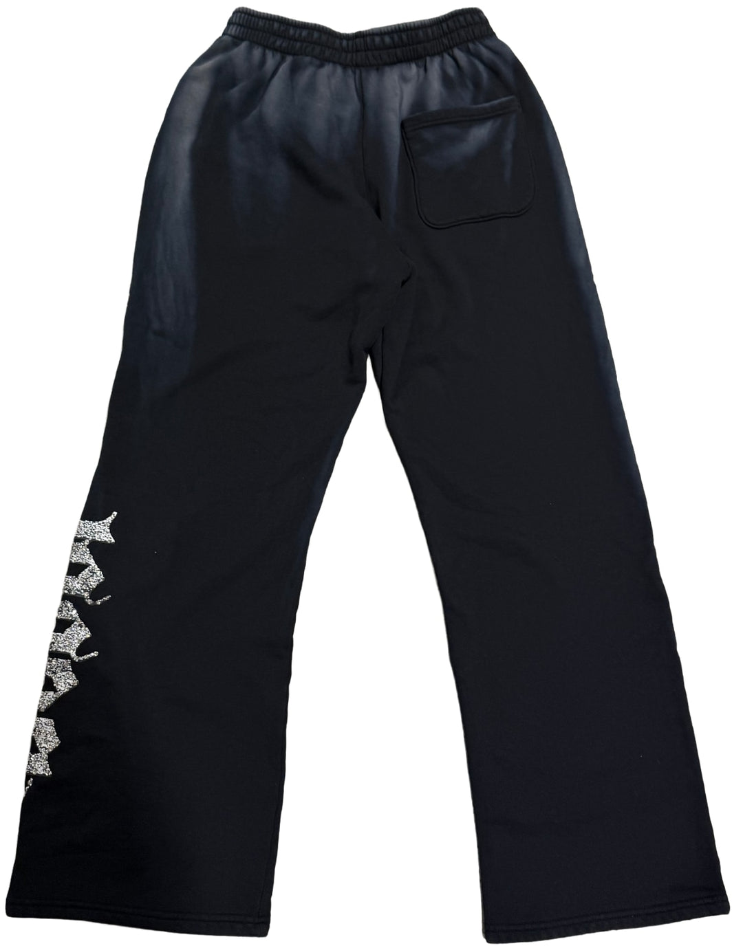 Bossi 'White and Silver' Washed Black Rhinestone Sweatpants