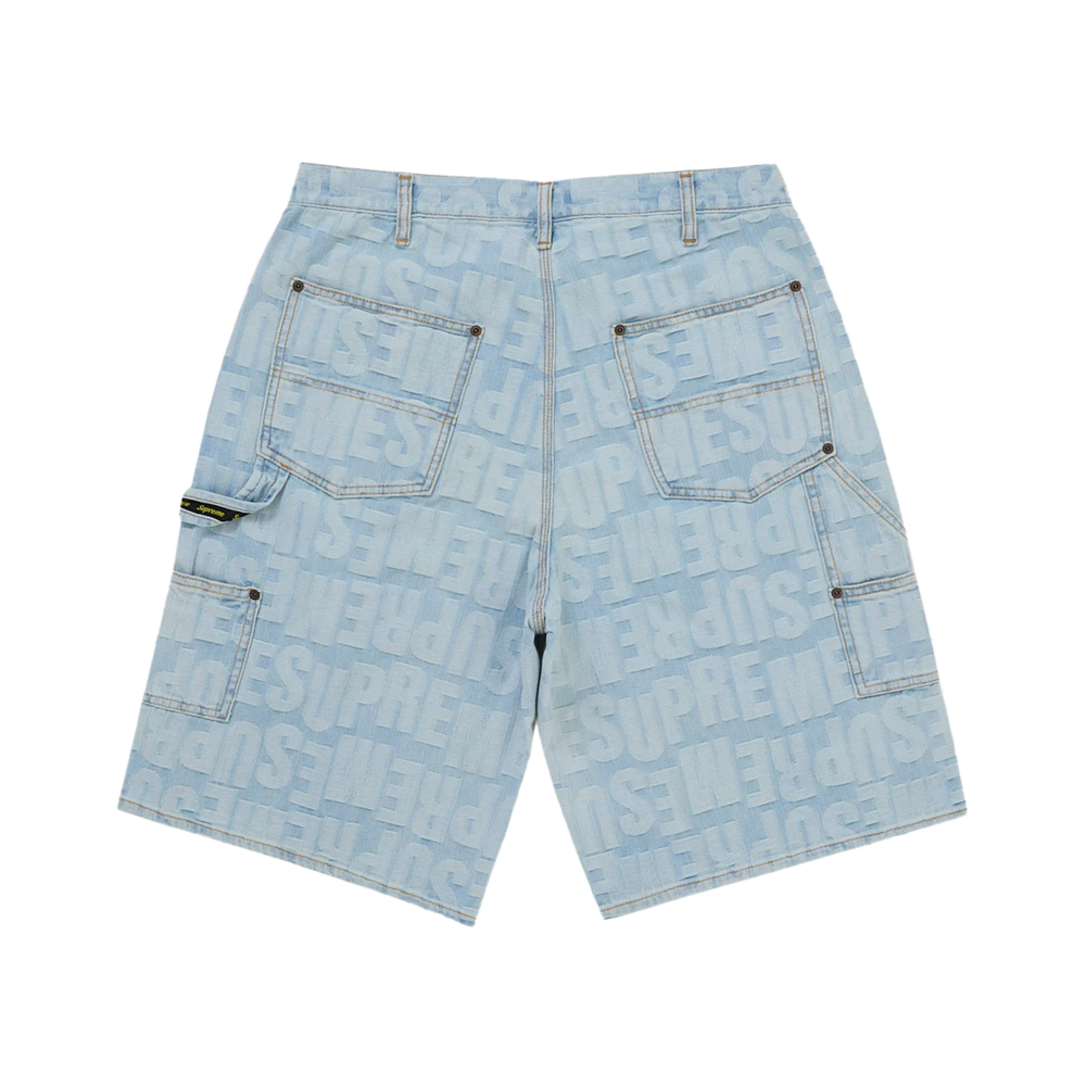 Supreme Repeat Jacquard Double Knee Denim Short Light Washed Indigo