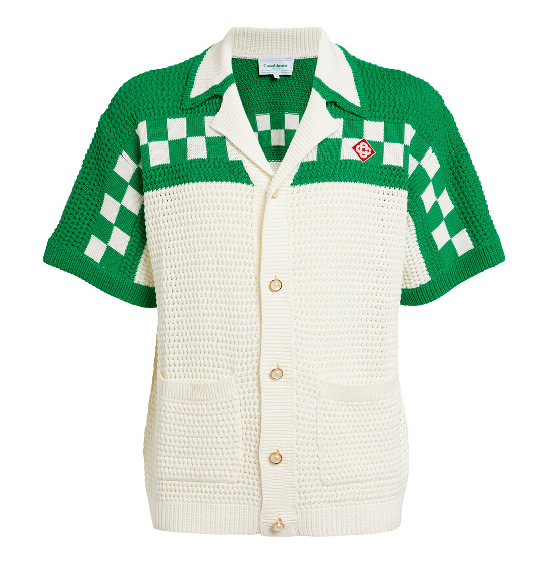 Casablanca 'Green Checker' Knit Button Shirt