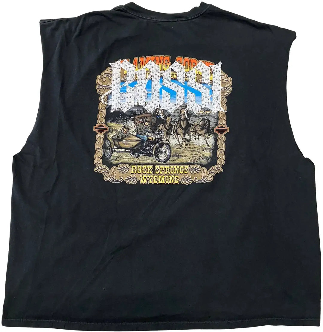 Bossi 'Rock Springs' Harley Davidson Vintage Rhinestone Cutoff Tee