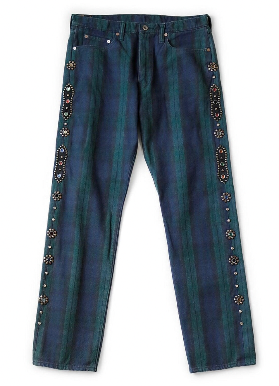 Kapital Green 'Plaid' Monkey Cisco Jeans