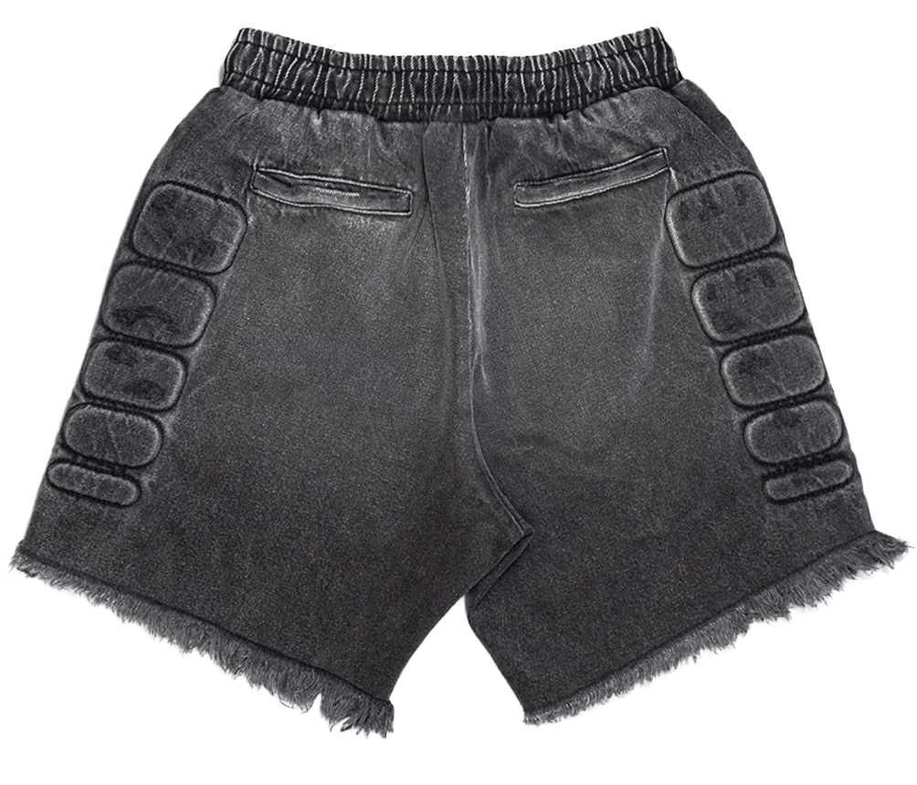 Satoshi Nakamoto 'Black Denim' Moto Shorts