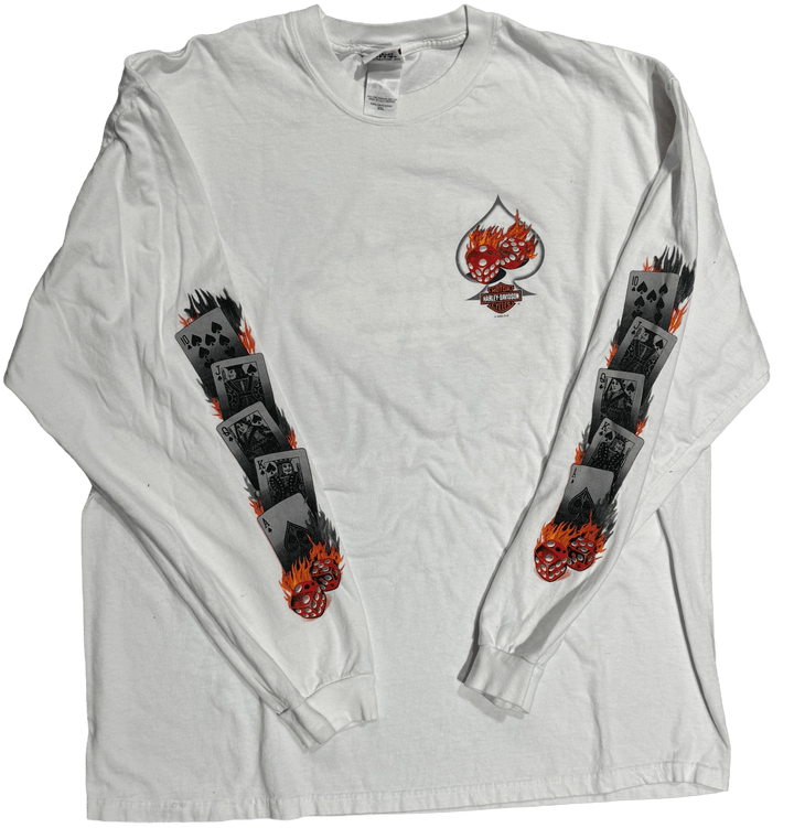 Harley Davidson 'Vegas Poker' Vintage White Longsleeve Tee