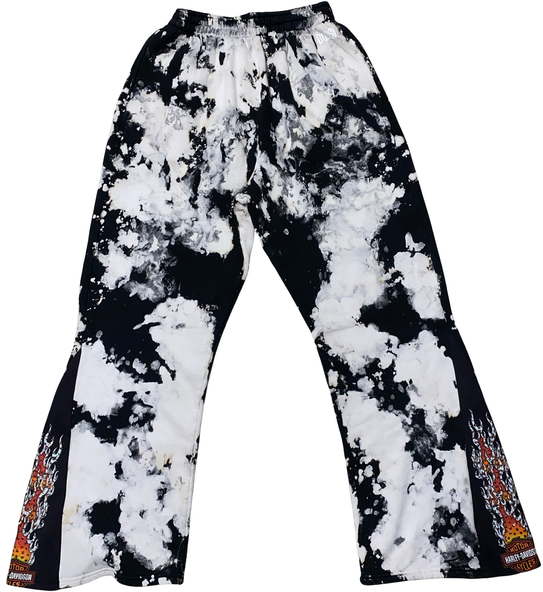 Bossi 'Harley Davidson Flame' Black / White Tie-Dye Sweatpants
