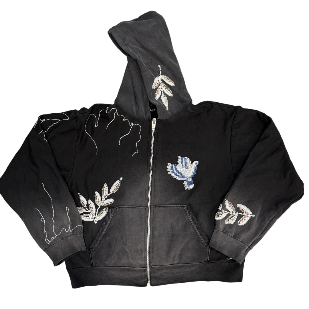 Earthling VIP 'Beaded Dove' Black Zip-Up