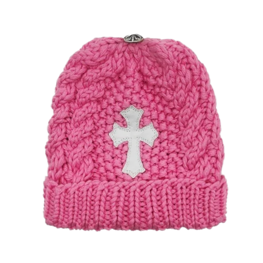 Chrome Hearts 'Cross Patch' Cashmere Pink Kids Beanie