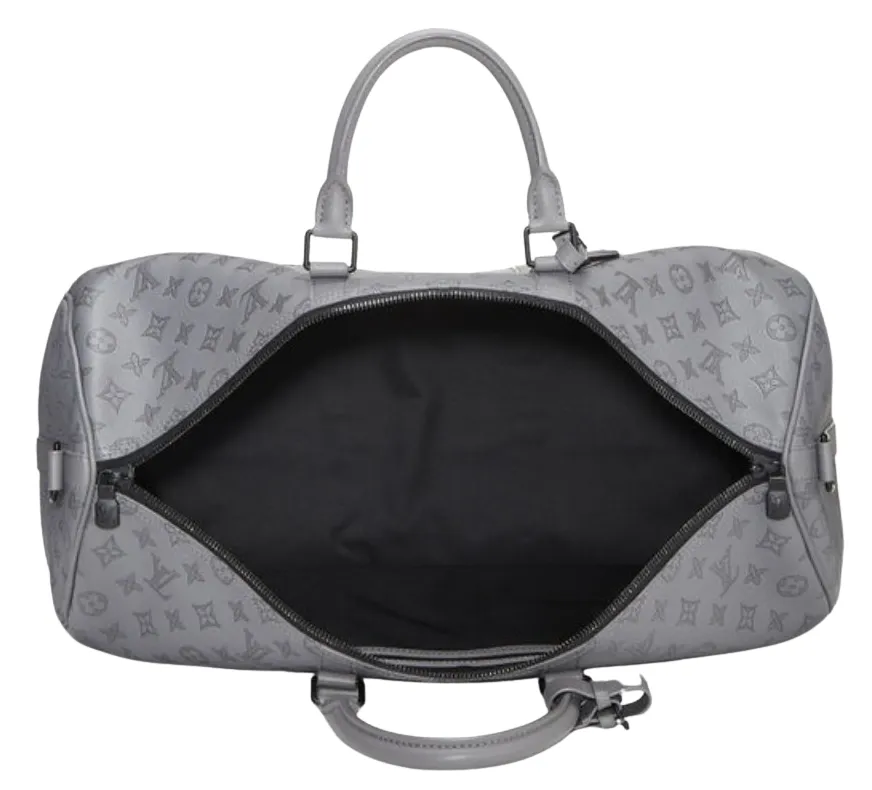 Louis Vuitton 'Monogram Shadow' Grey Calfskin Keepall 50