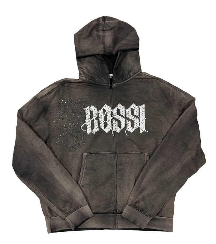 Bossi 'Black Dragon' Washed Brown Zip-Up