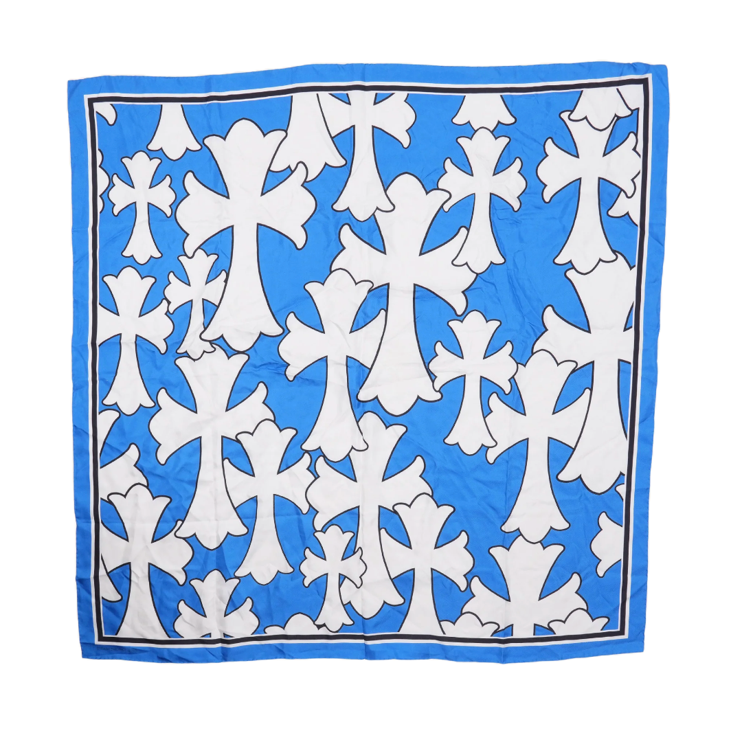 Chrome Hearts 'Silk Cross' Blue/White/Black Scarf