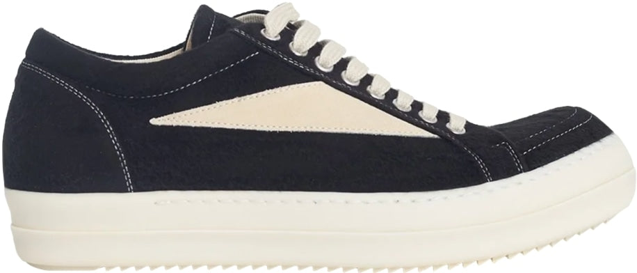 Rick Owens 'Felted-Wool' Black/Milk Vintage Low Sneaks
