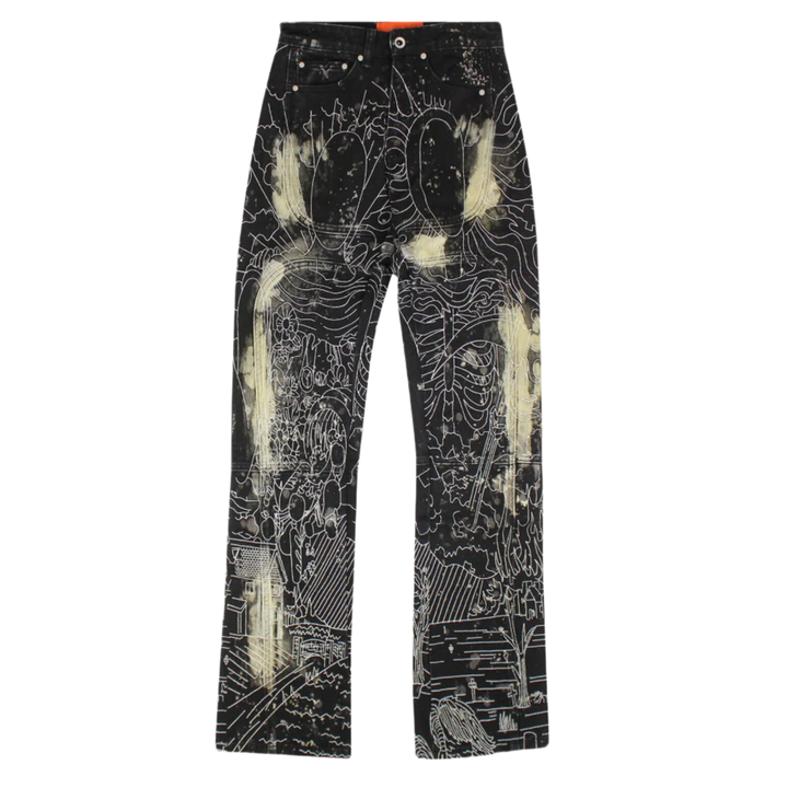 Who Decides War 'Black' Blanched Embroidered Jeans