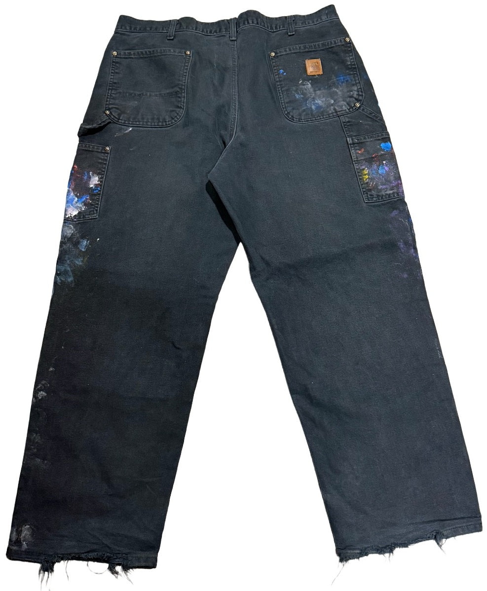 Carhartt 'Multicolor Paint' Double Knee Vintage Black Work Pants