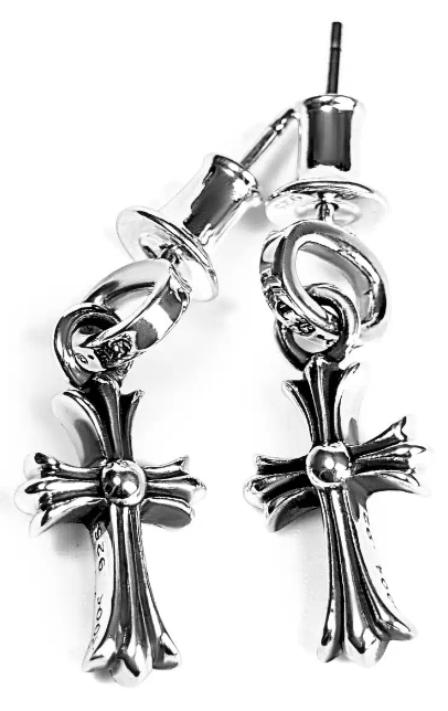 Chrome Hearts 'Drop Cross' Earrngs