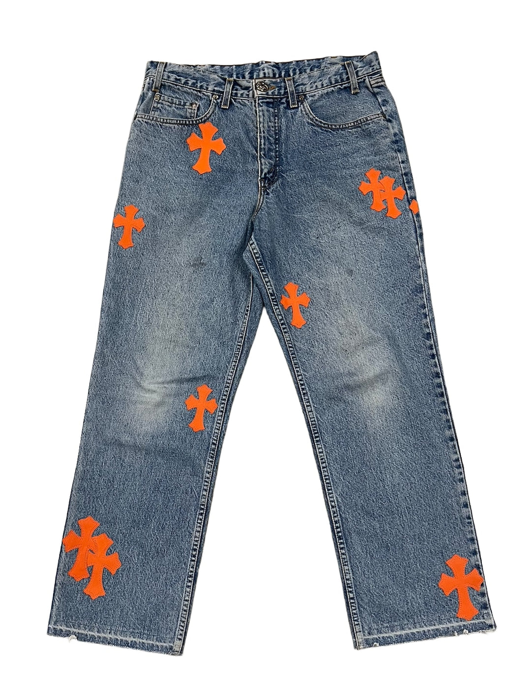 Chrome Hearts '29 Orange Patch' Blue Jeans