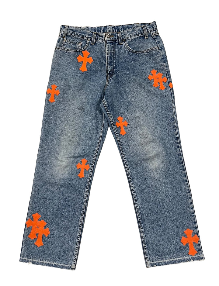 Chrome Hearts '29 Orange Patch' Blue Jeans