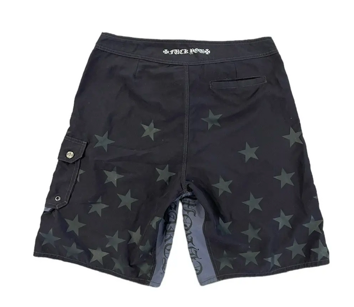 Chrome Hearts 'Black Stars' Board Shorts