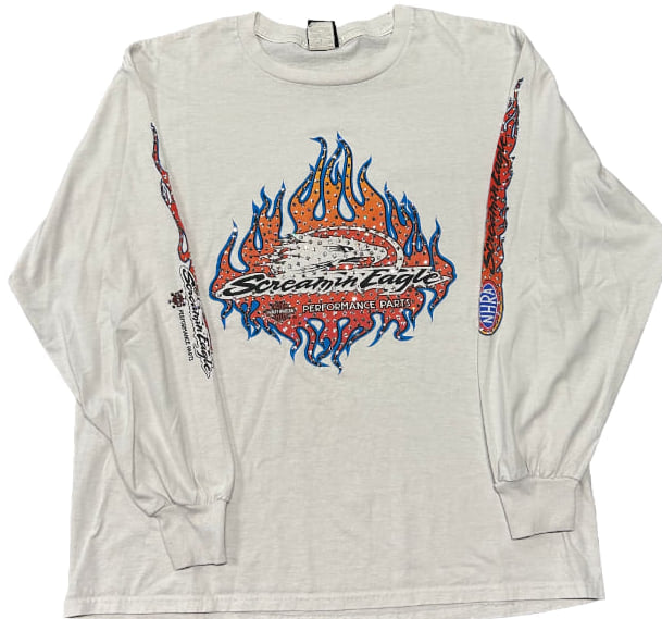 Harley Davidson 'Blue/Orange Screaming Eagle' Rhinestone Vintage L/S