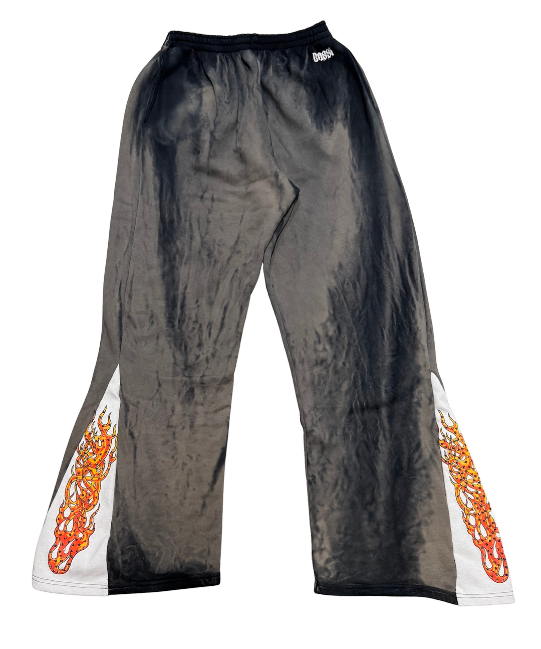 Bossi 'White Panel' Bleached Rhinestone Flare Sweatapants