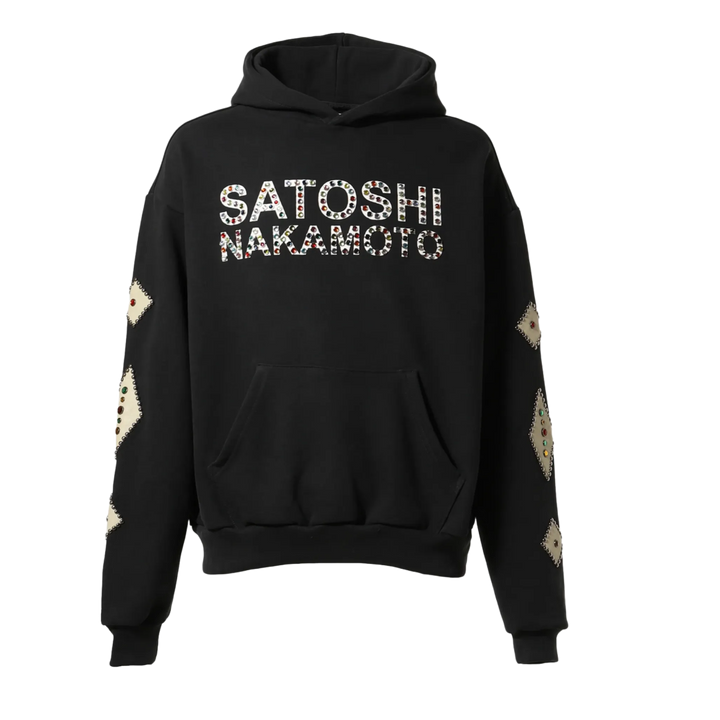 Satoshi Nakamoto 'Studded Logo' Black Hoodie