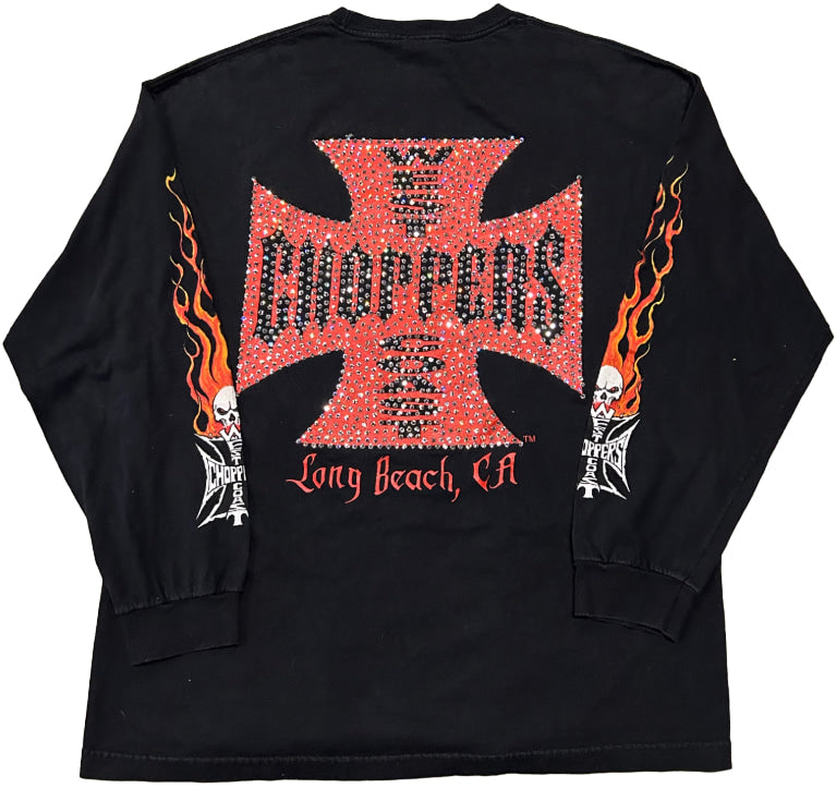 West Coast Choppers 'CFL Flames' Vintage Rhinestone L/S