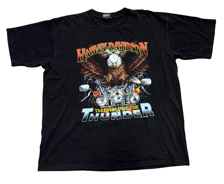 Harley Davidson 'Take Hold Of The Thunder' Vintage Black Tee