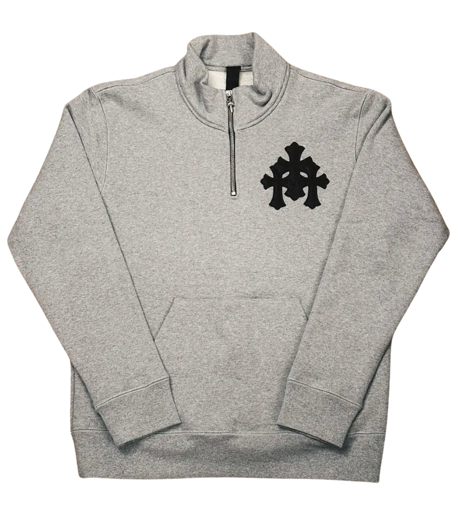 Chrome Hearts 'Leather Patch' Grey Quarter Zip