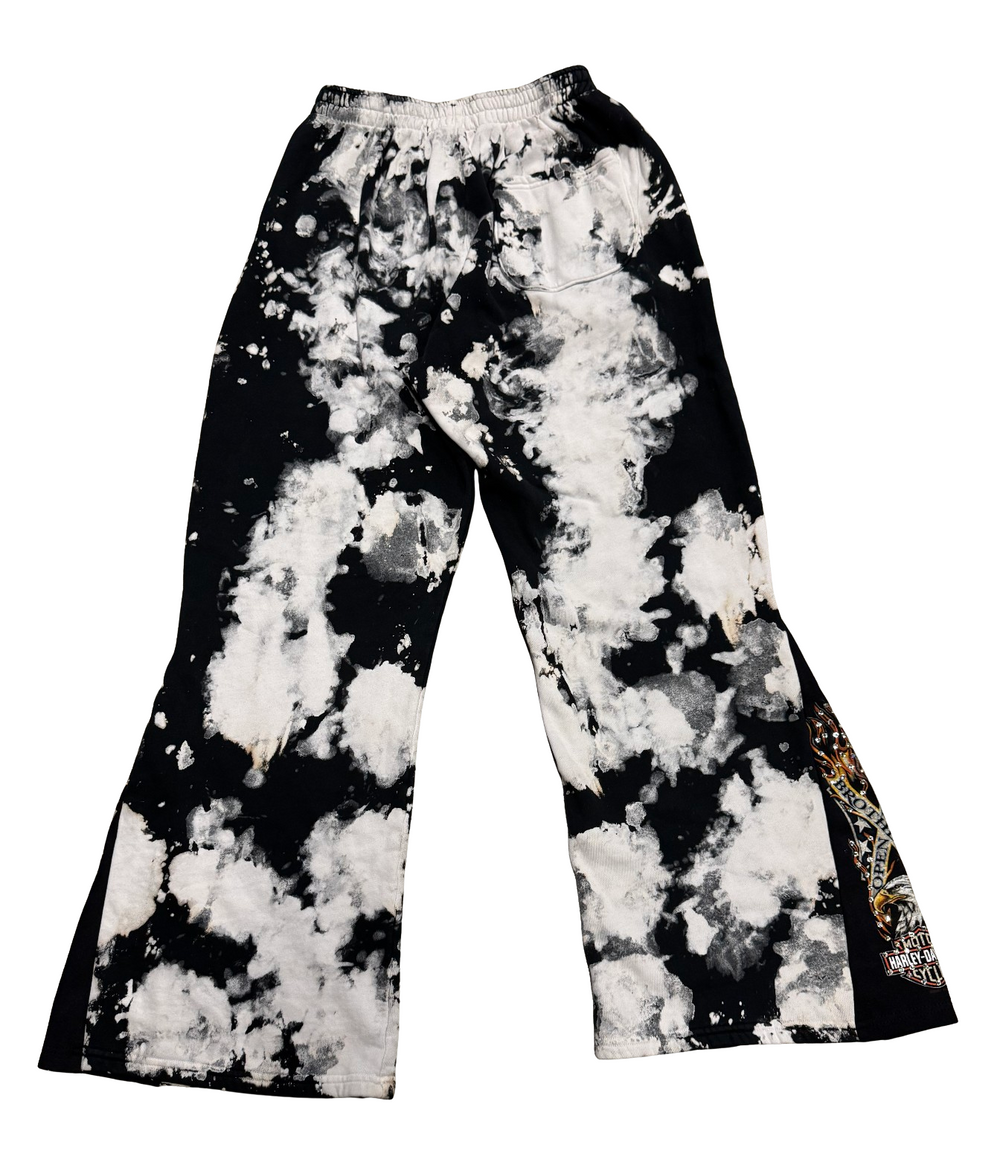 Bossi 'Brotherhood' Tie-Dye Harley Davidson Rhinestone Flare Sweats