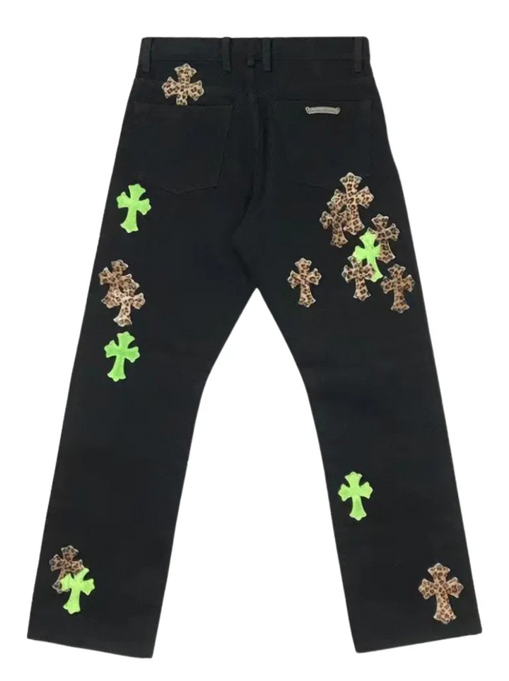 Chrome Hearts 'Leopard Patch' Black Jeans