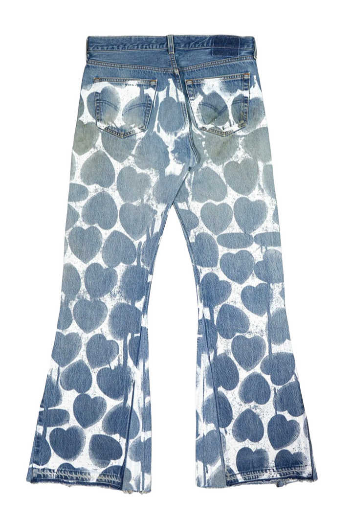 Readymade All Over Heart Print Flare Jeans