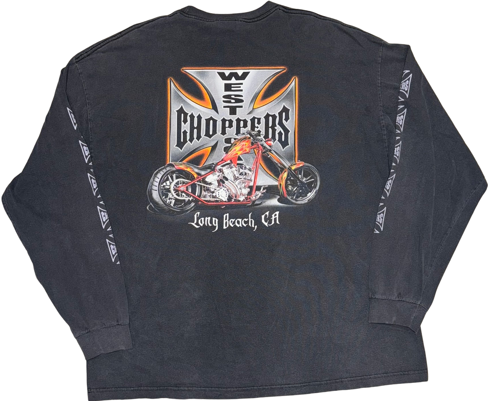West Coast Choppers 'Flame Bike' Vintage Black Longsleeve Tee